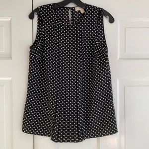 Micheal Kors short sleeve pleated front top.